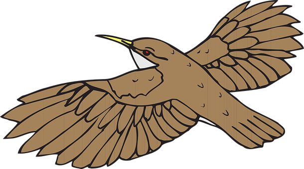 Flying Brown Bird Illustration PNG