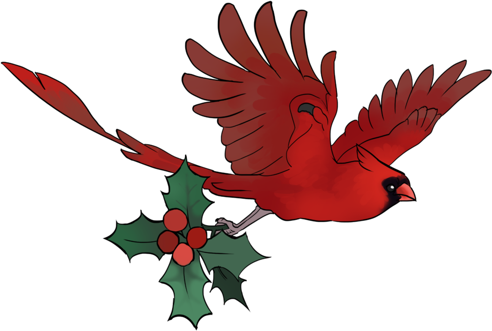 Flying Cardinalwith Holly.png PNG