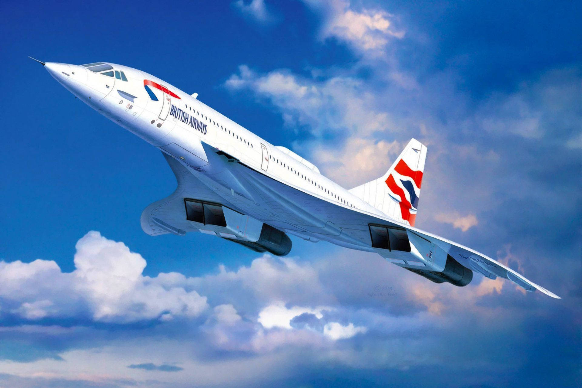 Flying Concorde Aircraft From British Airways Background