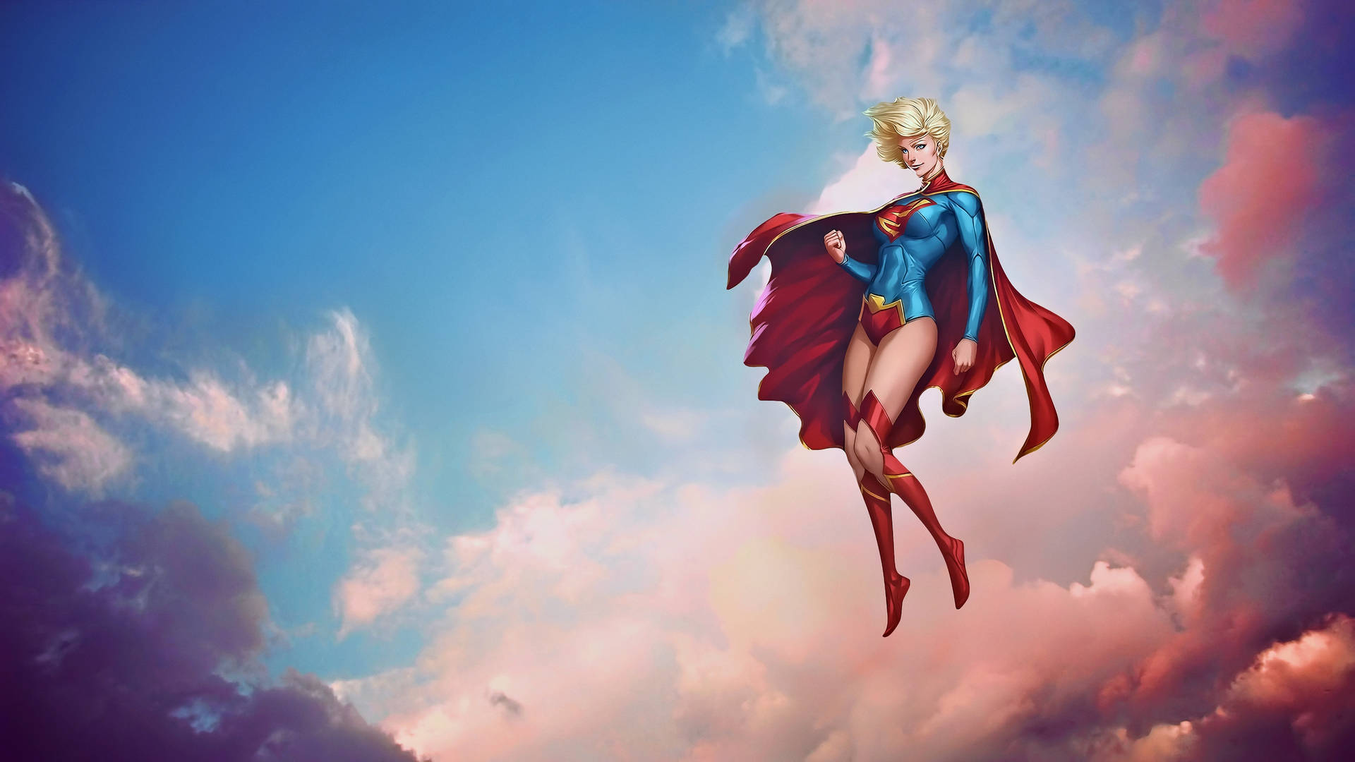 Flying Dc Superhero Supergirl Fan-art Background