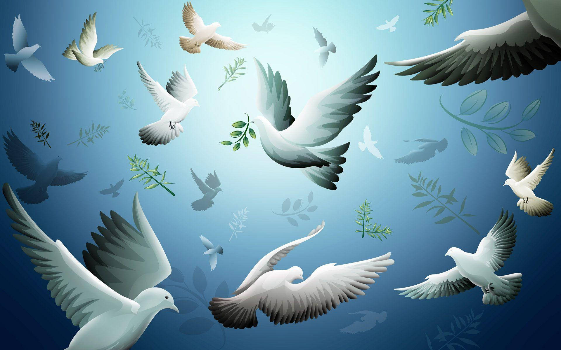 Flying Doves For World Peace Wallpaper