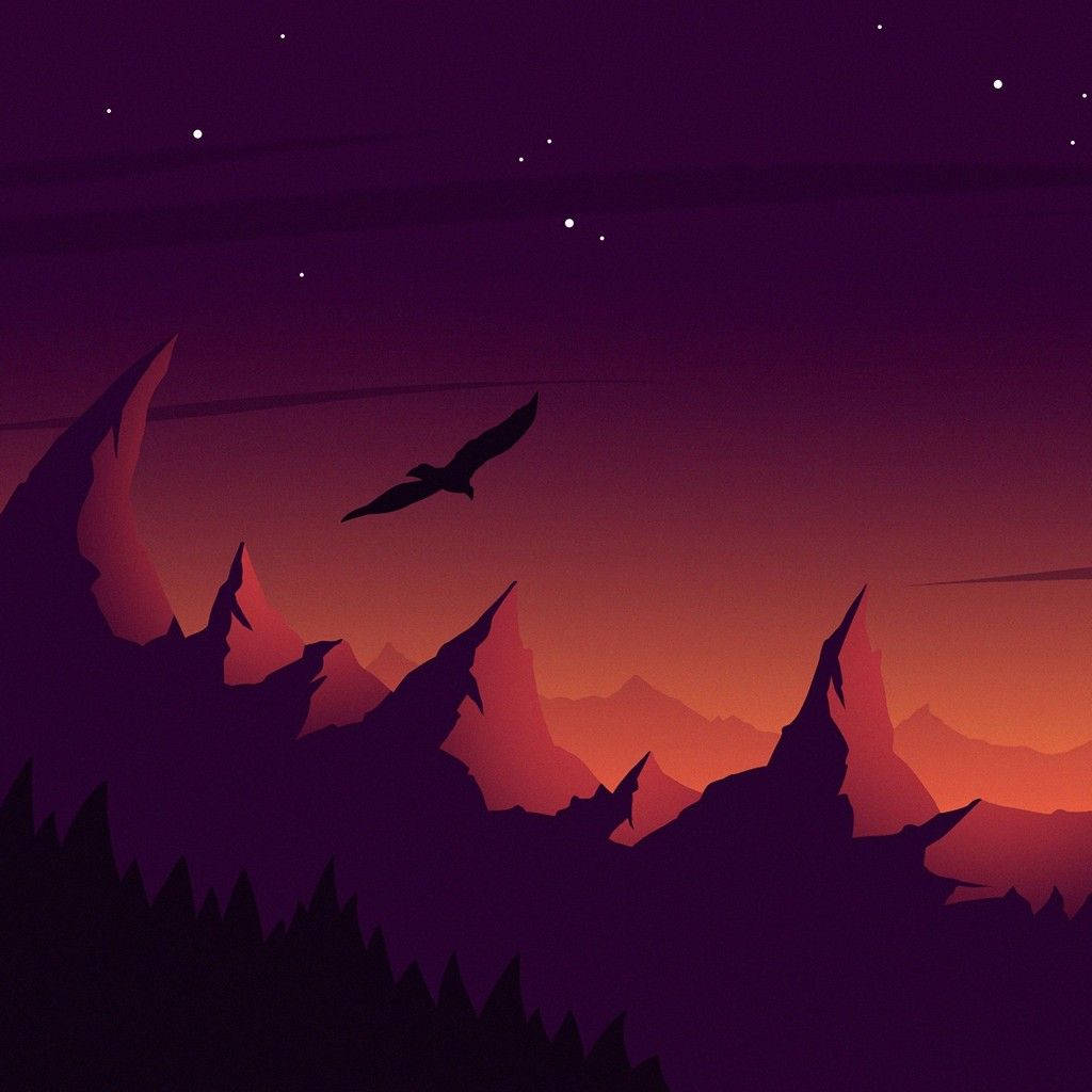 Flying Eagle Mountainscape Illustration iPhone Wallpaper
