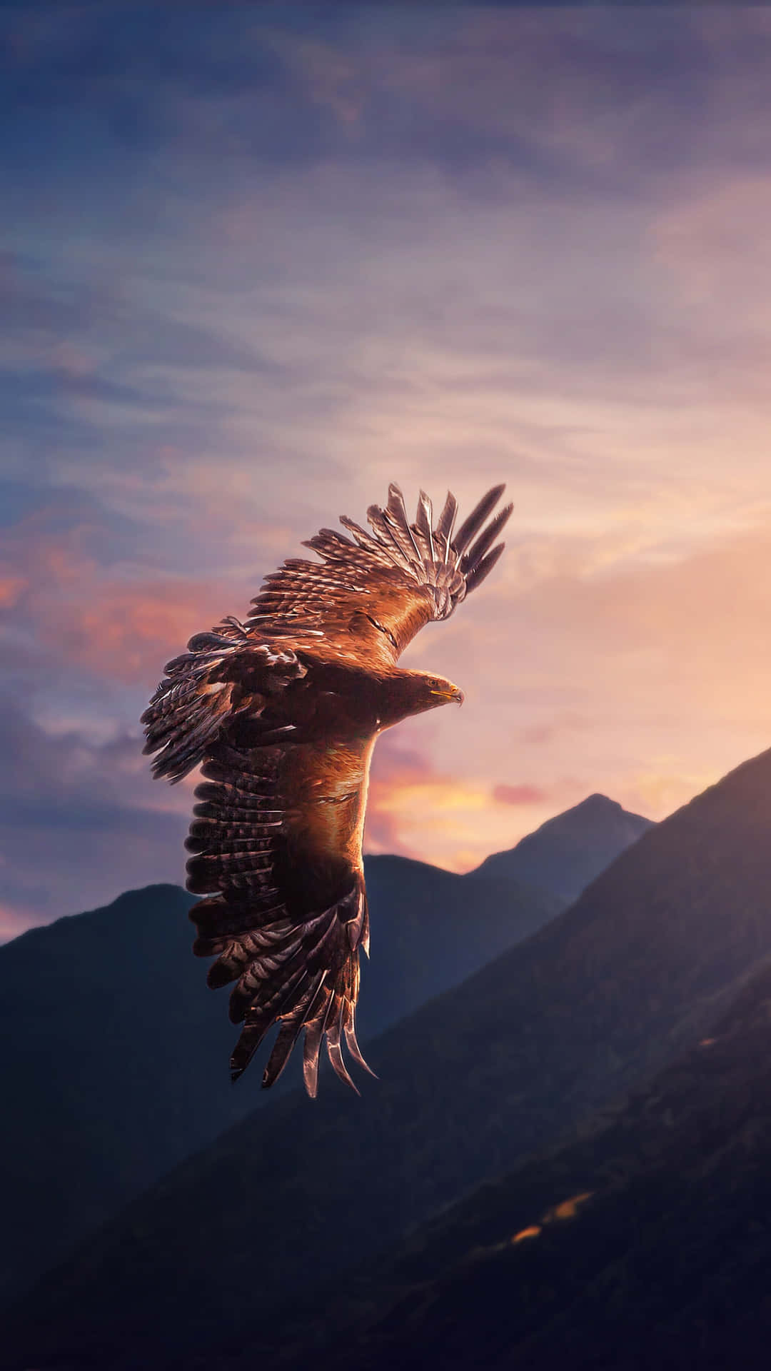Majestic Flying Eagle Over Mountains Wallpaper