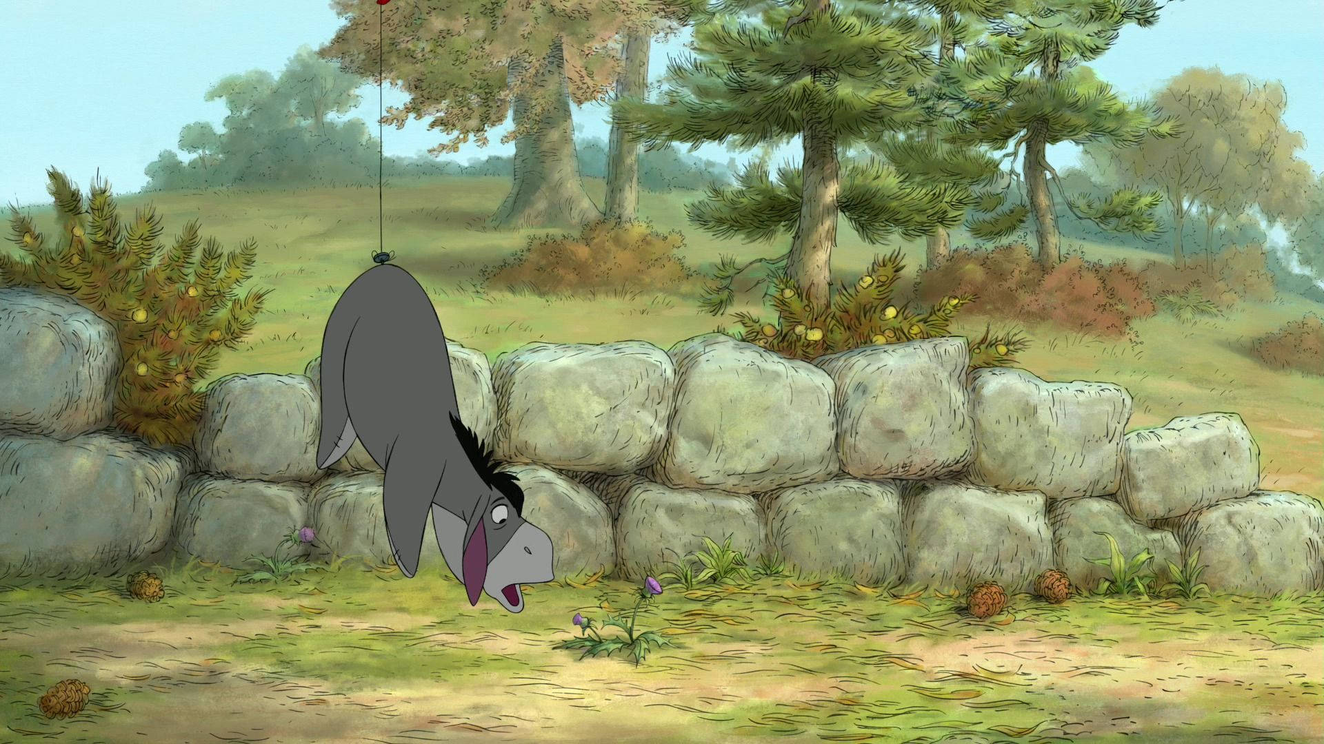Animated Eeyore Blissfully Soaring in the Sky Wallpaper