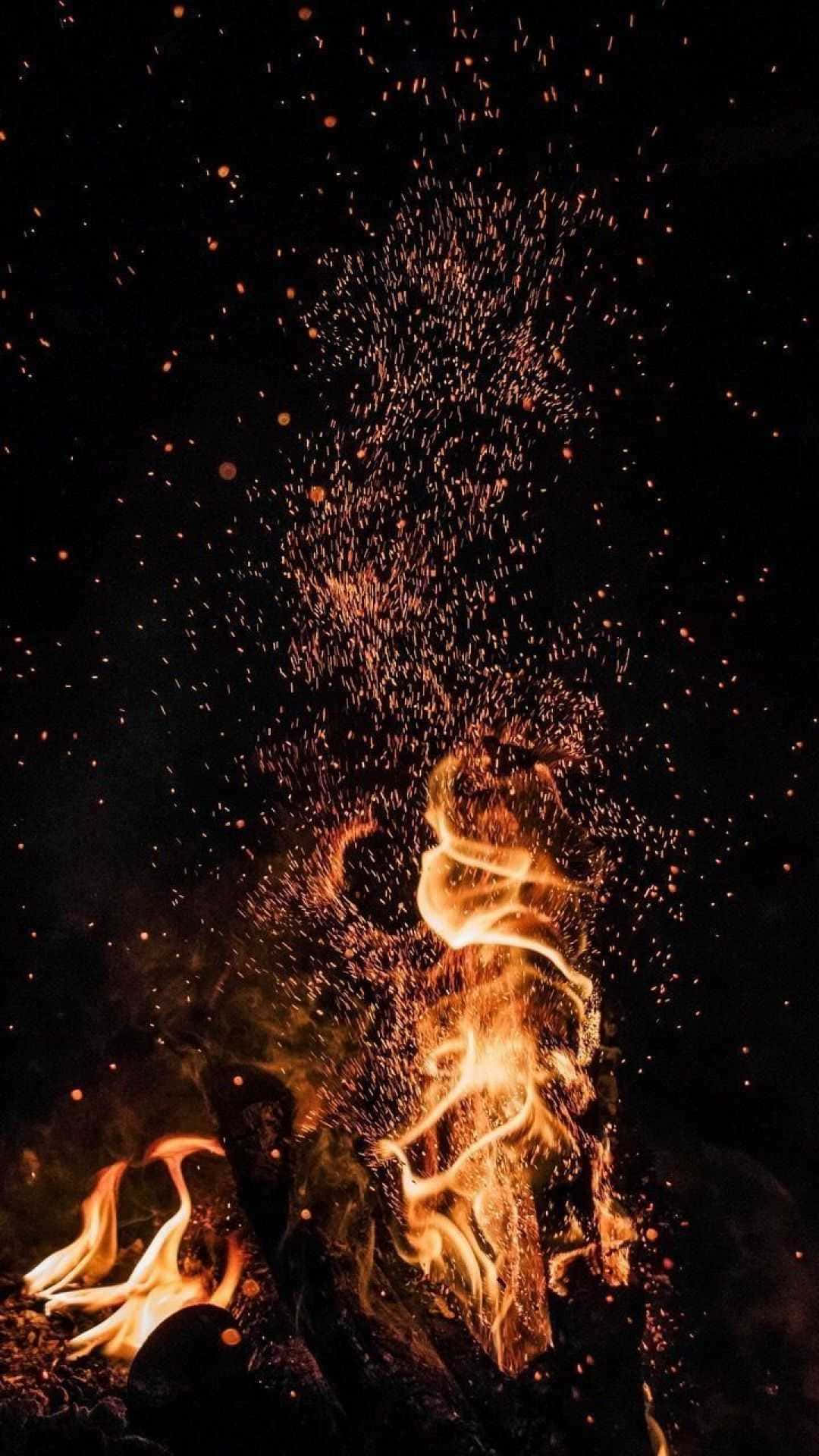 Flying Embers Campfire Wallpaper