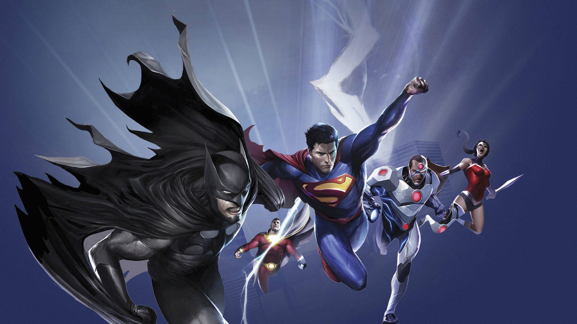 Flying Justice League Superheroes Wallpaper