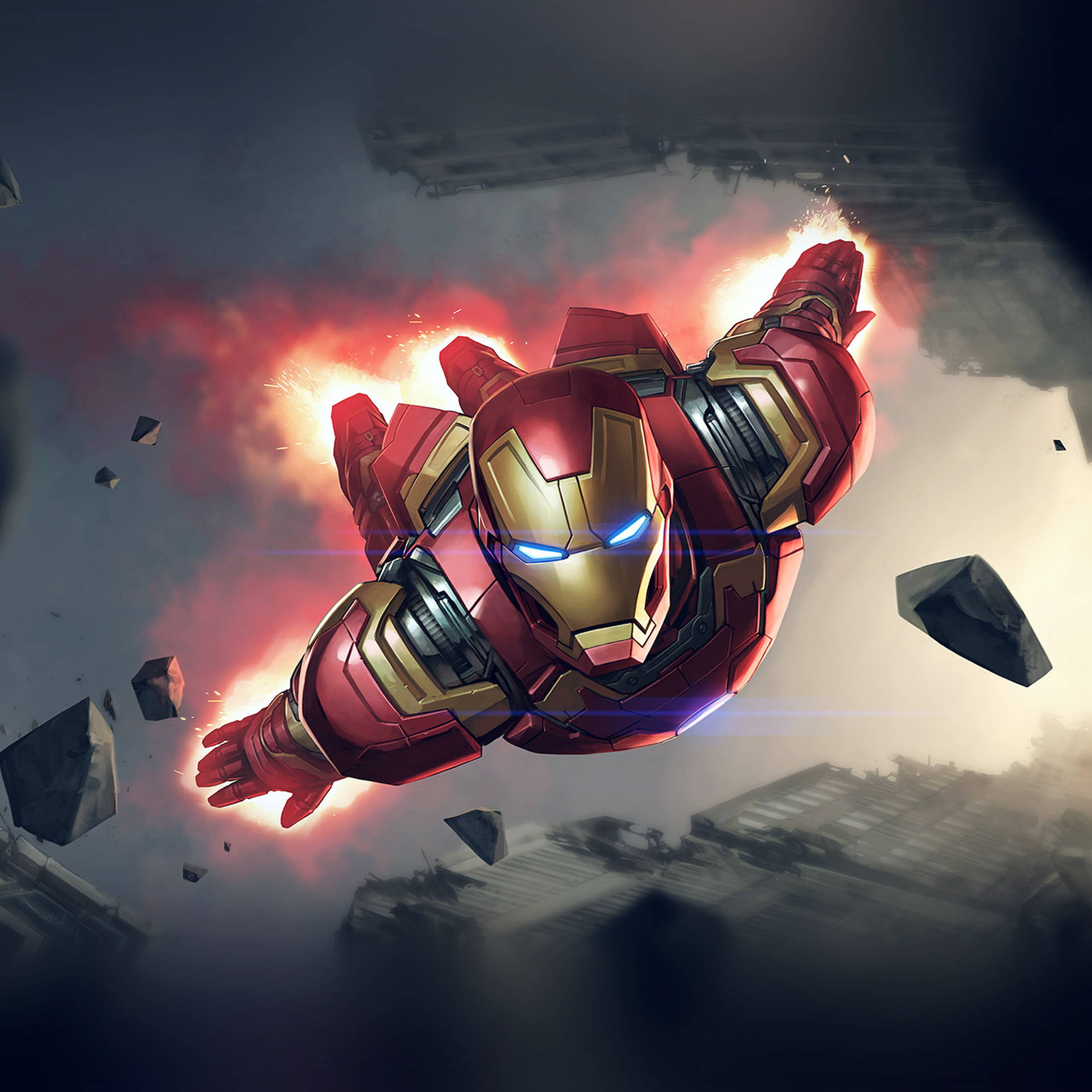 Volandocome Il Supereroe Iron Man Degli Avengers Marvel. Sfondo