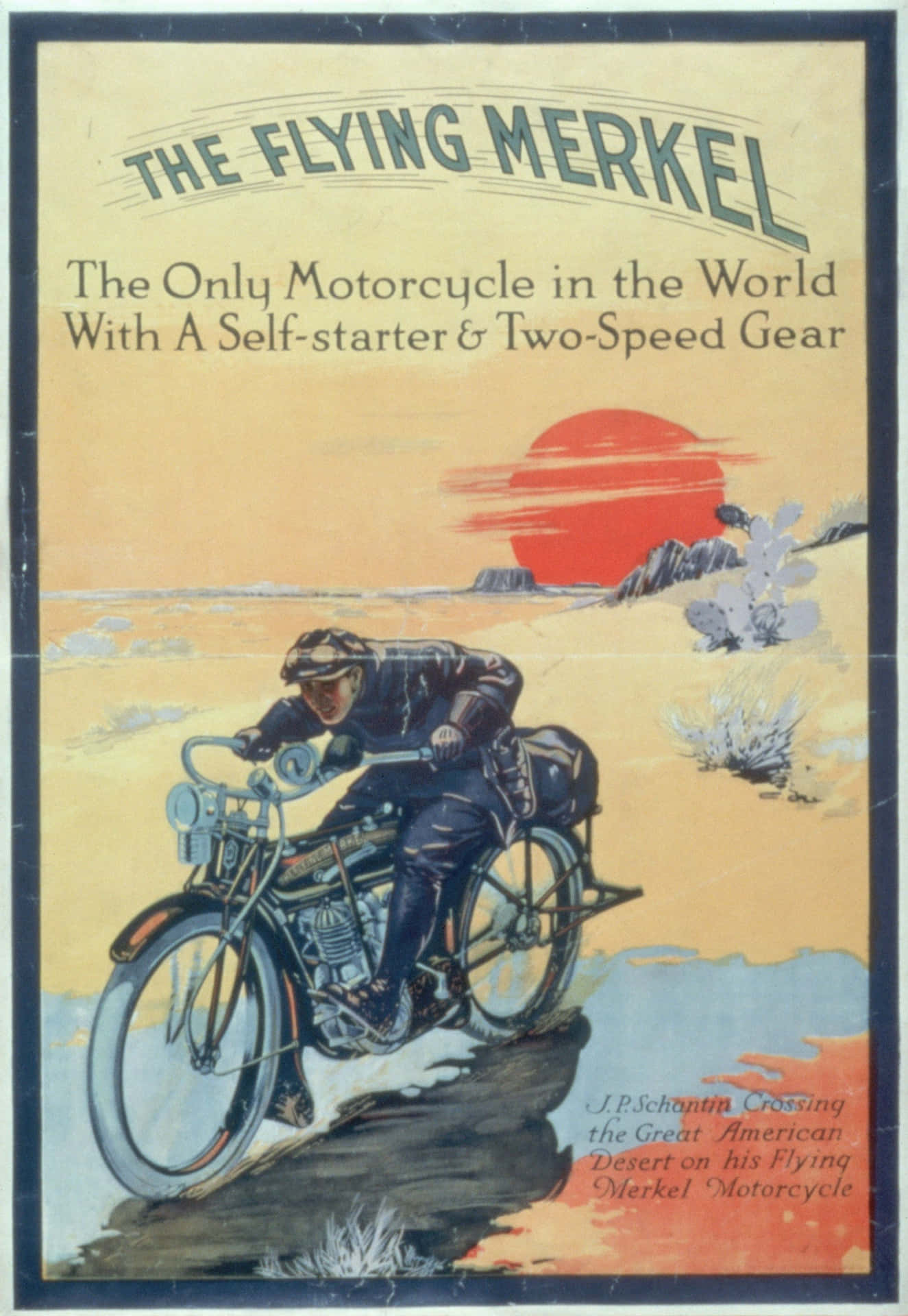 Flying Merkel Motorcycle Vintage Ad Wallpaper