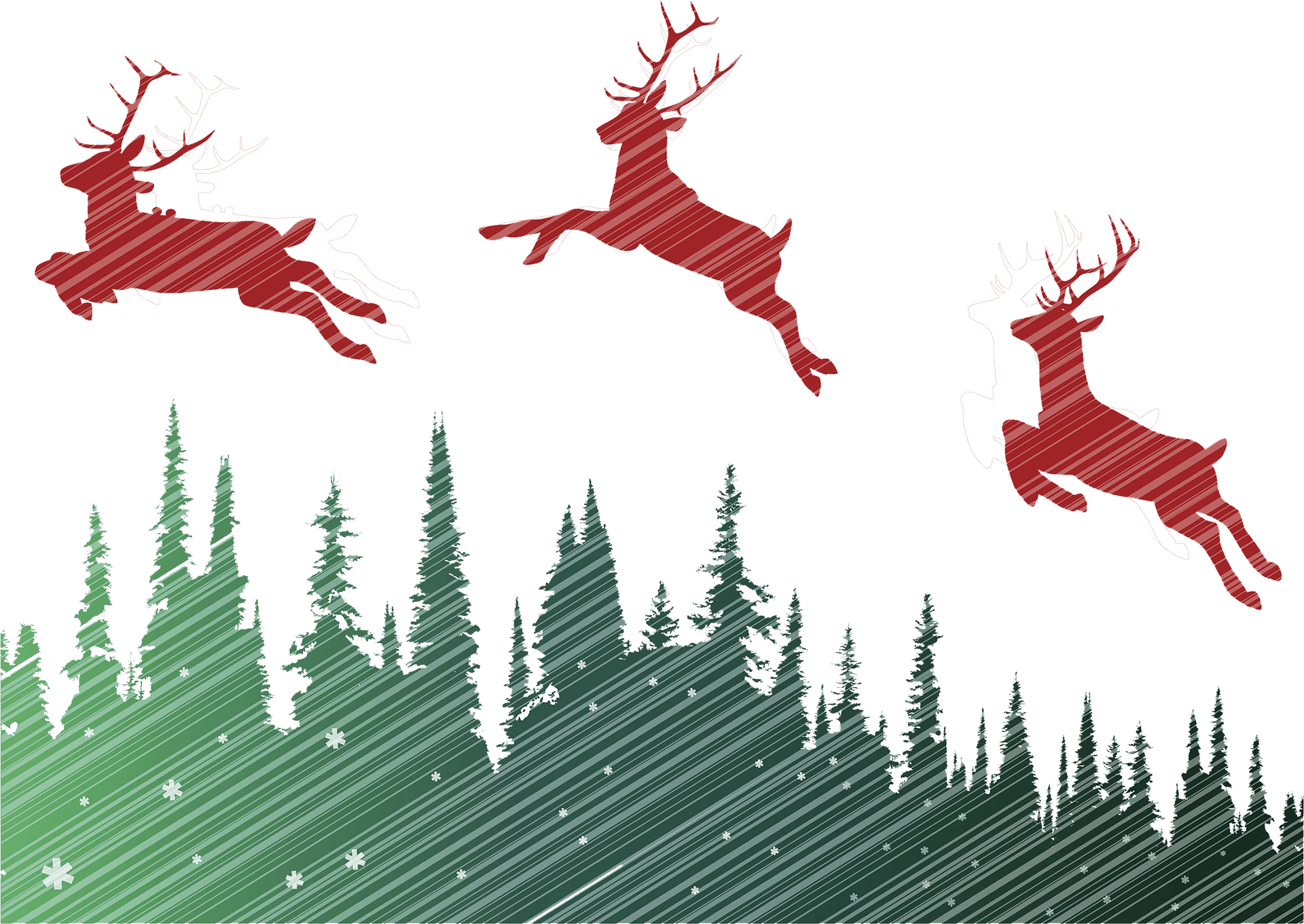 Flying Red Reindeer Over Forest PNG