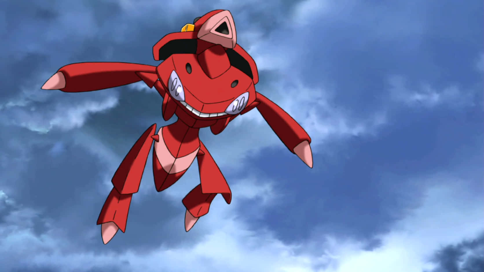 Flying Red Shiny Genesect Pokemon Wallpaper