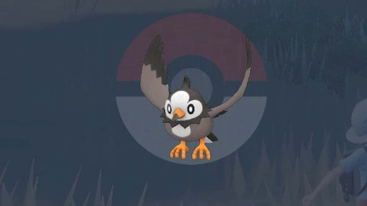 Flying Starly With Pokeball Background Wallpaper