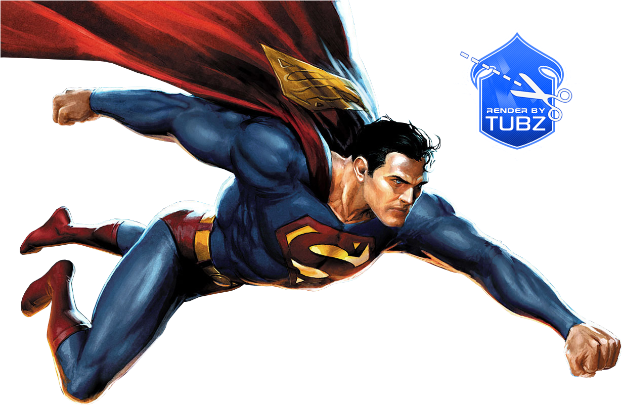 Flying Superman Illustration PNG