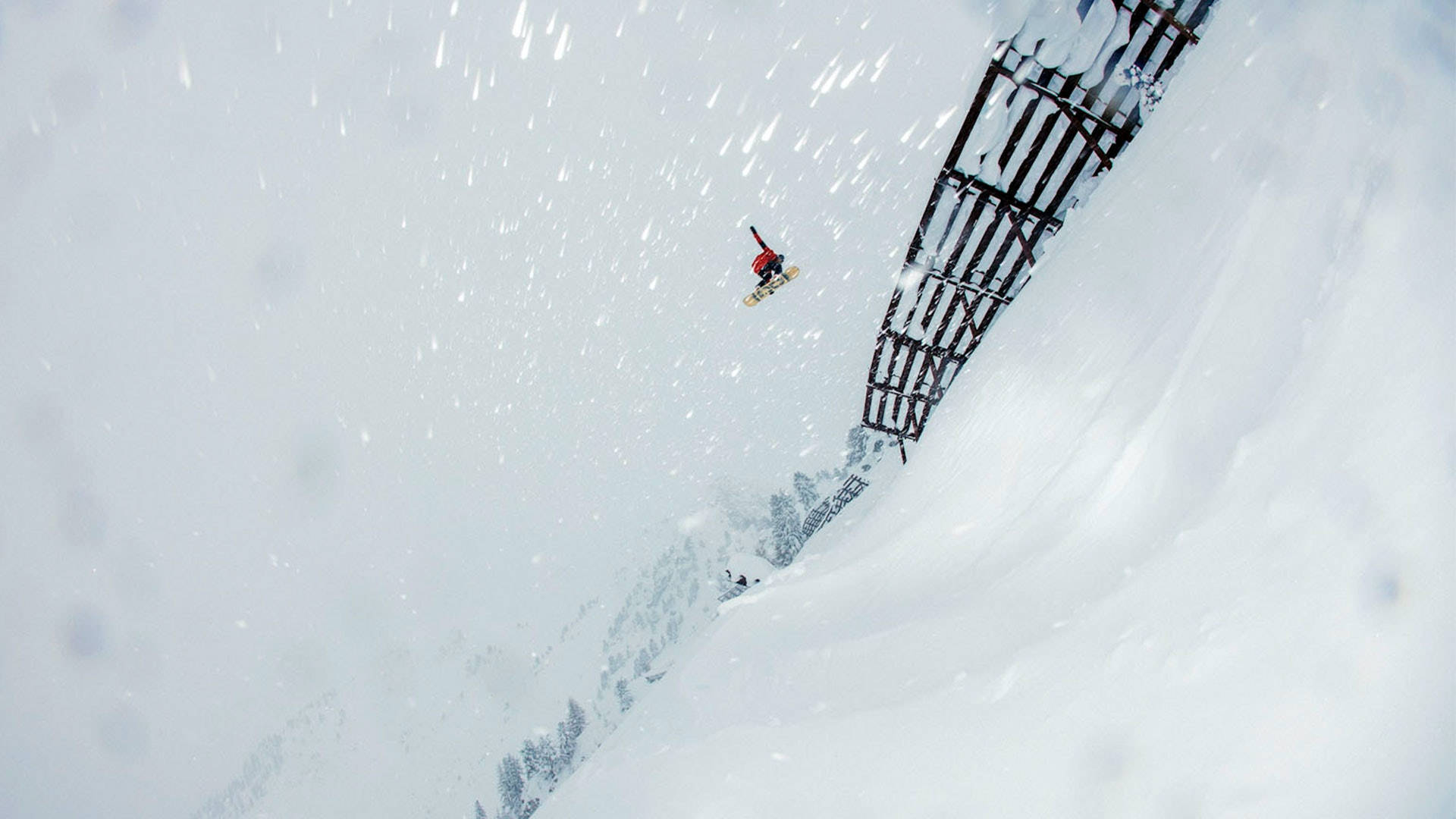 Flying Through Snowboarding Wallpaper