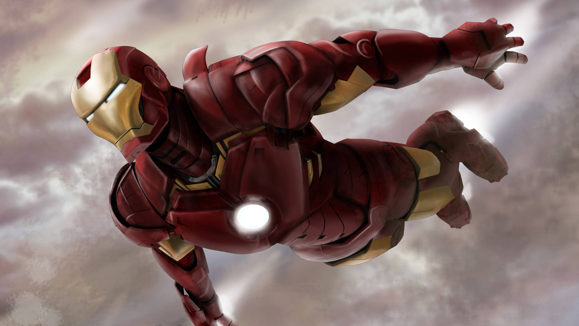 Volandotra Le Nuvole Supereroe Iron Man Sfondo