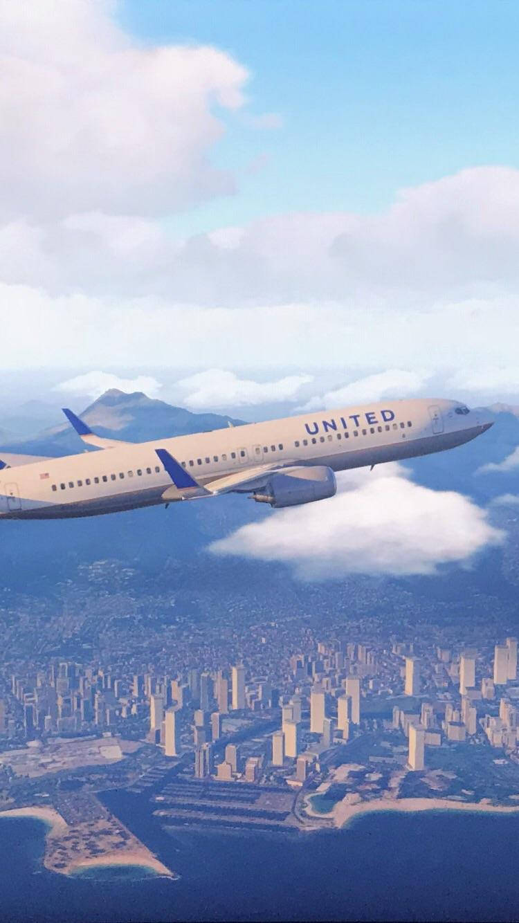 Flying United Airlines Plane Wallpaper