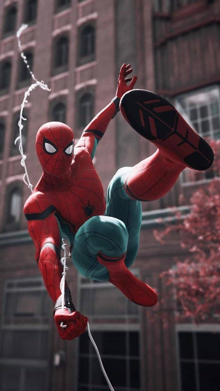 Volandocon Spider-man Del Videogioco Ps4 Sfondo