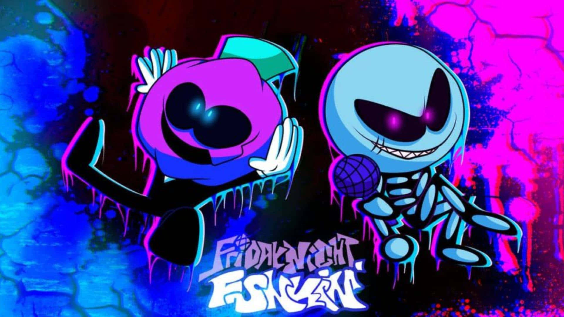 Fn F Neon Skull Characters P F P Wallpaper
