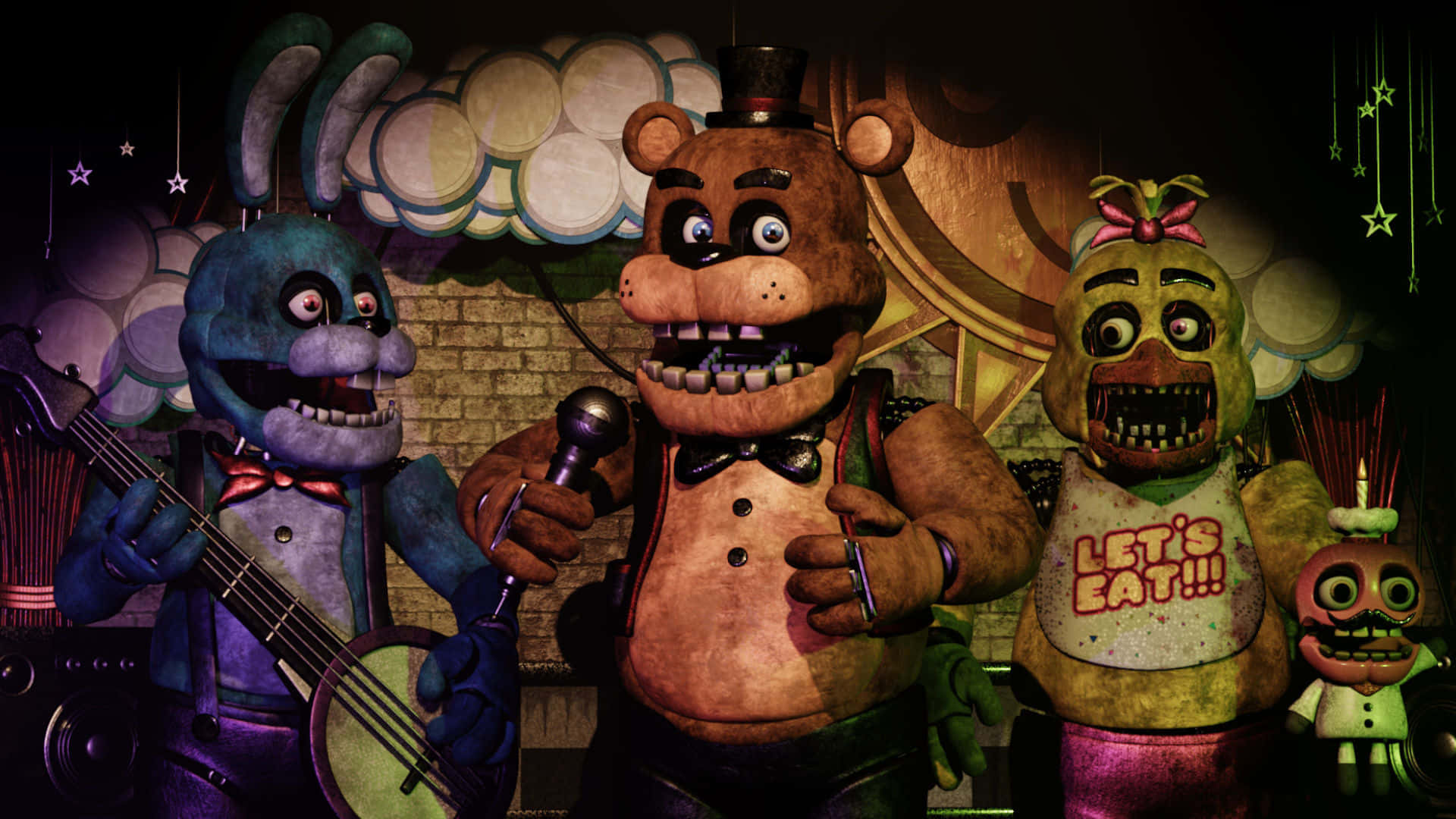 Fnaf_ Animated_ Band_ Performance Wallpaper