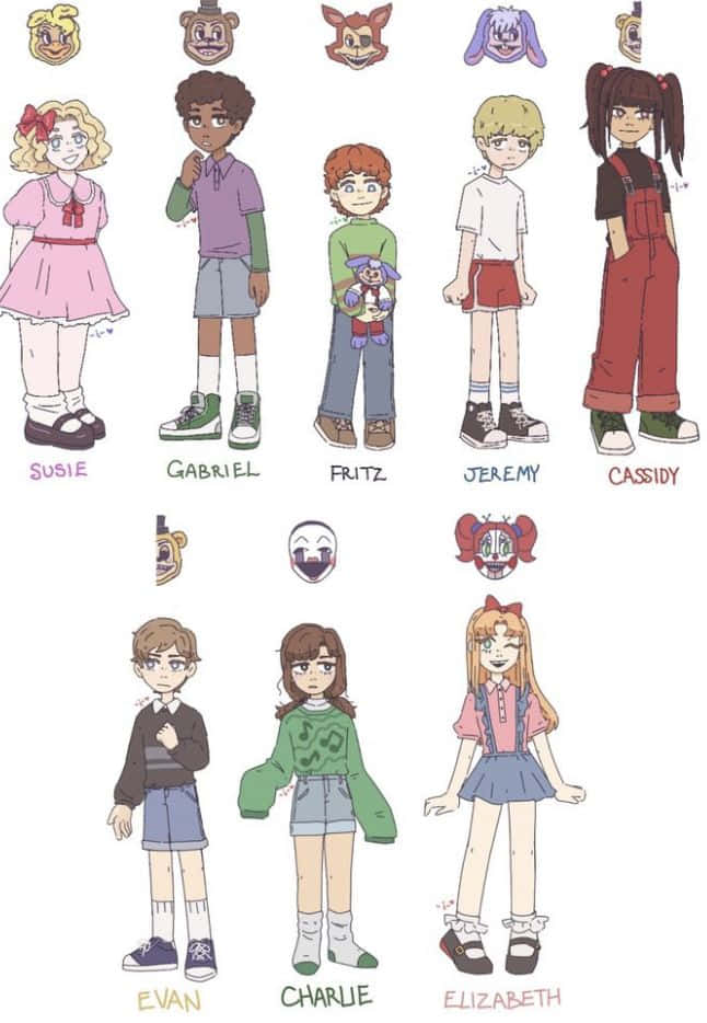 Ungrupo De Personajes De Dibujos Animados Con Diferentes Nombres.