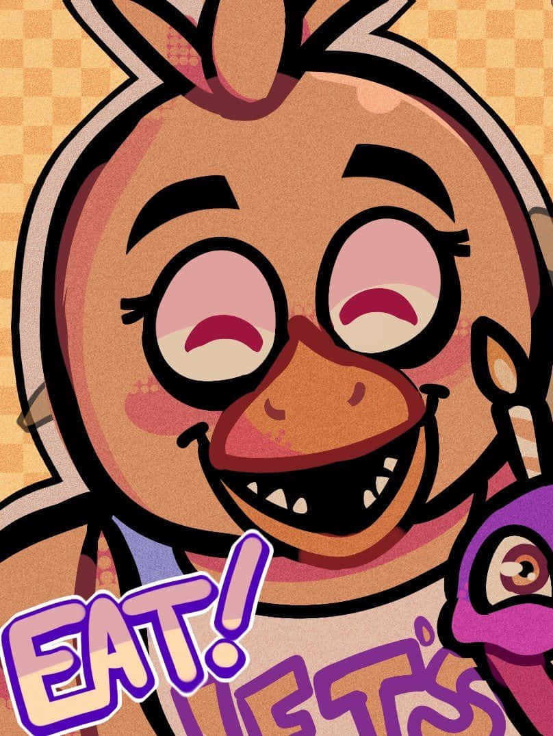 Cinconoches En Freddy's Comiendo - Un Personaje De Caricatura Con Un Pastel