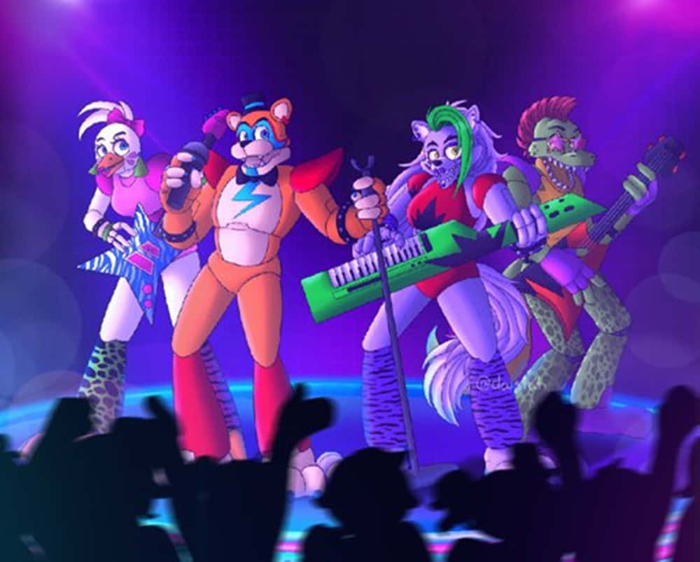 A Group Of Characters In A Concert