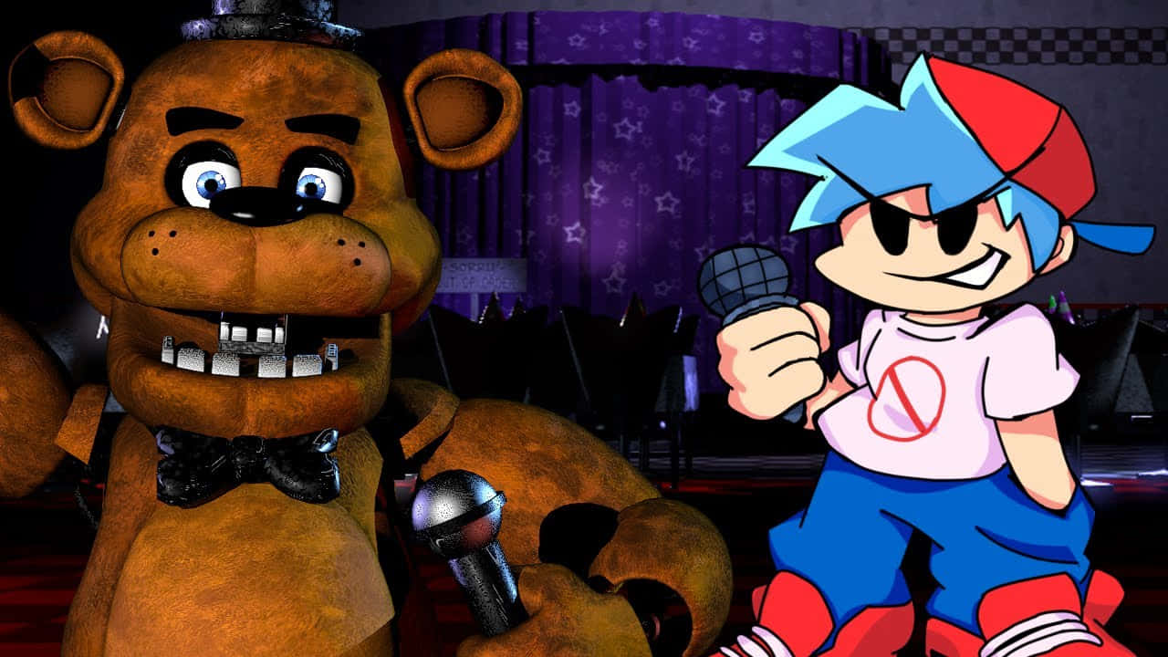 Five Nights At Freddy's - A Cartoon Character And A Microphone