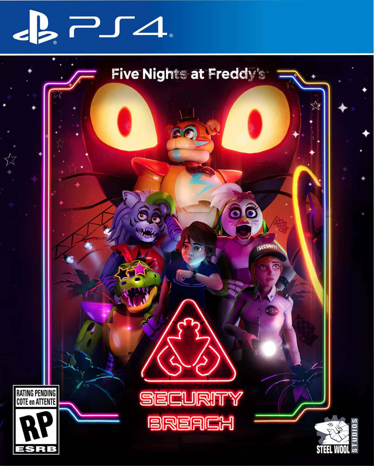 Et cover til PS4 til fem nætter på Freddys sikkerhedssøgning.