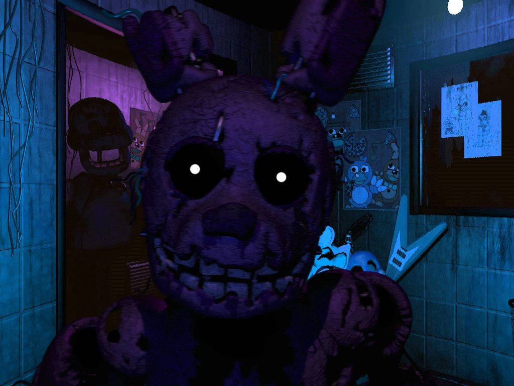 Download Fnaf Animatronics With Springtrap Wallpaper