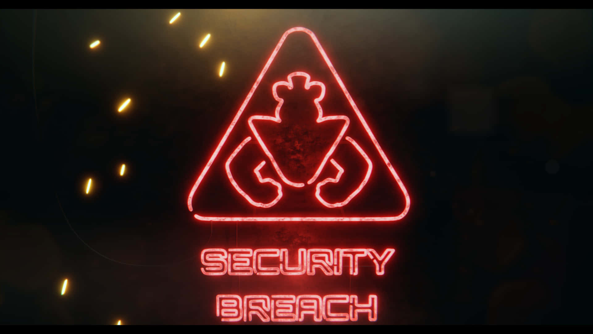 Sfondodi Fnaf Security Breach Con Glamrock Freddy E Logo Rosso Al Neon.