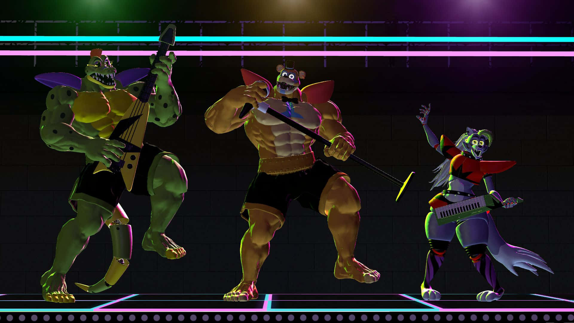 Fnaf Security Breach Background Muscular Animatronics On Stage