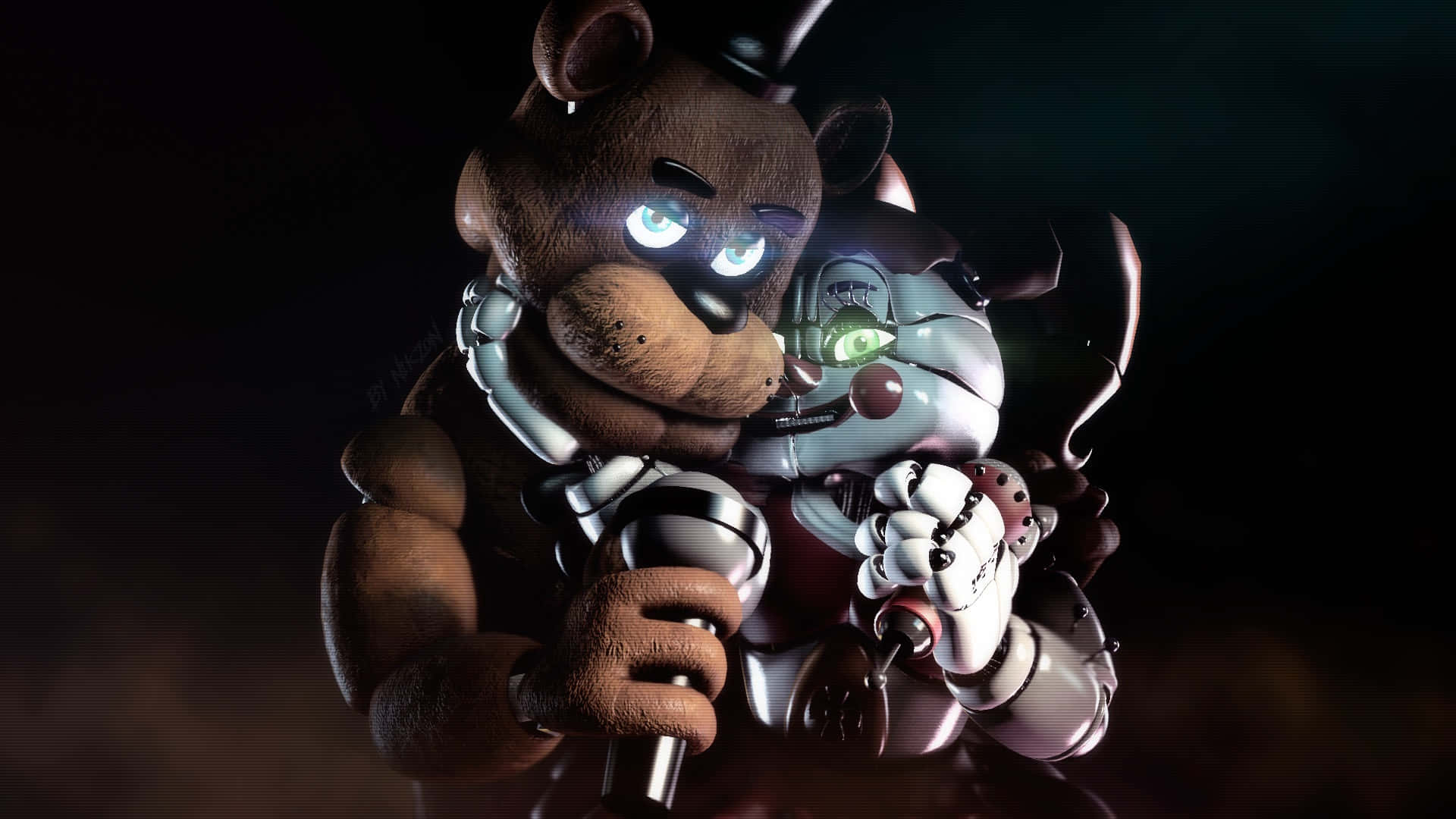Funtime Foxy and Funtime Freddy in Fnaf Sister Location Wallpaper