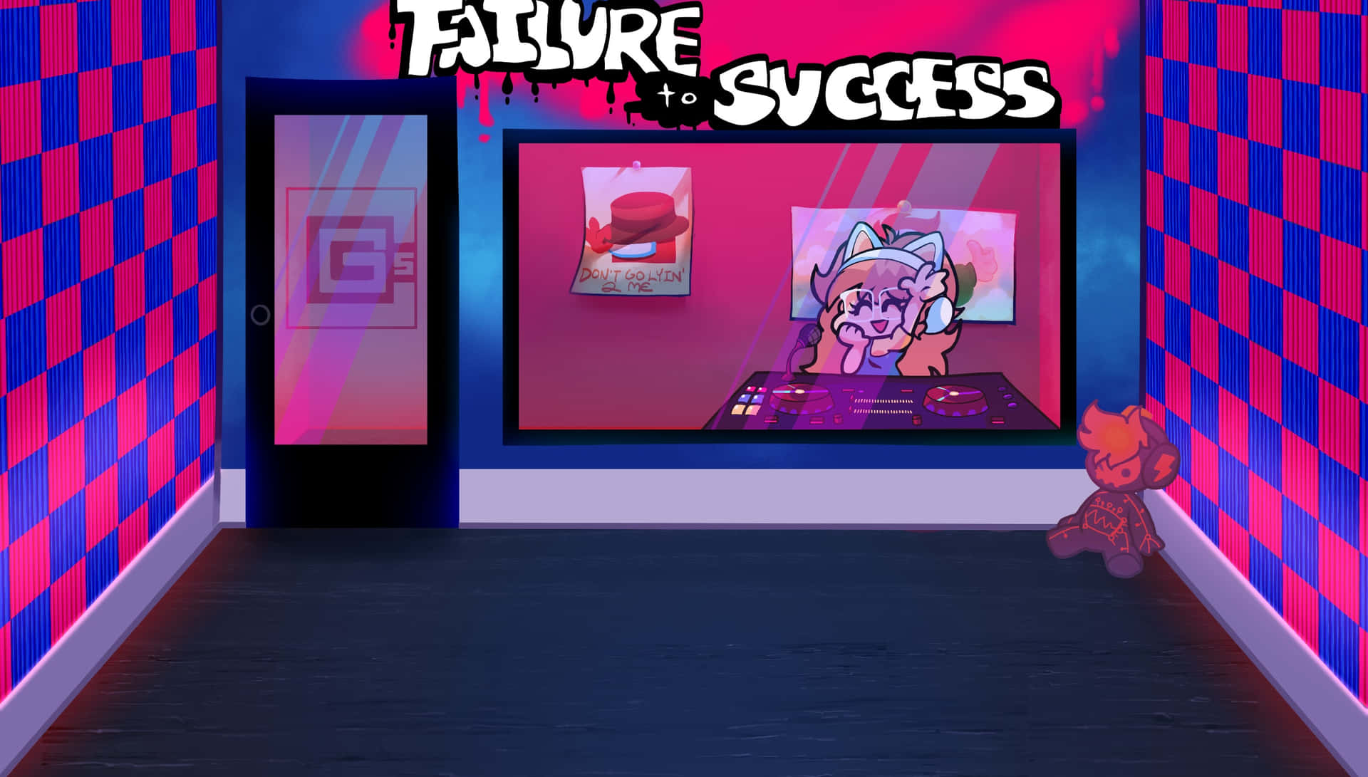 A Room With A Pink And Purple Wall And A Sign That Says Treasure Success