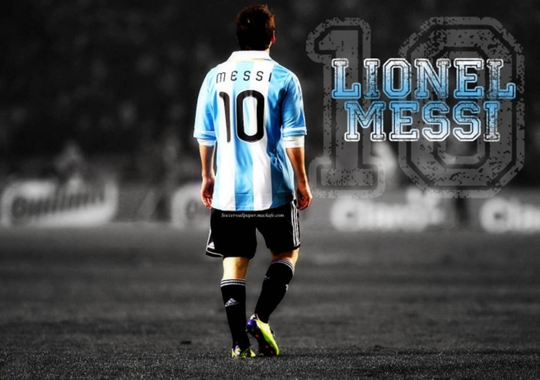 Fokuserapå Messi Argentina Football Poster För Datorn Eller Mobilens Bakgrundsbild. Wallpaper