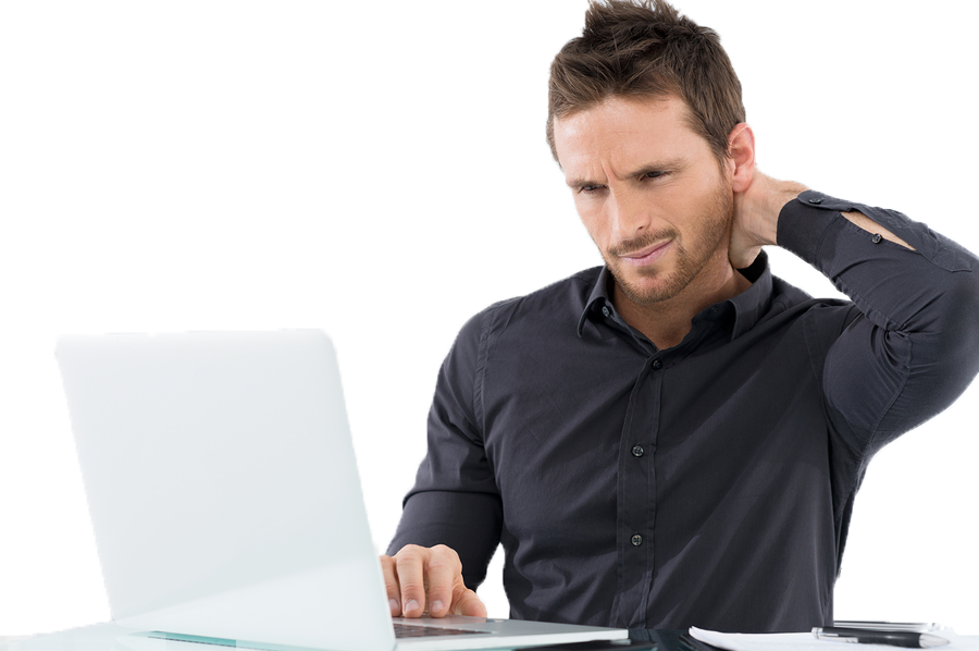 Focused Businessman Using Laptop PNG