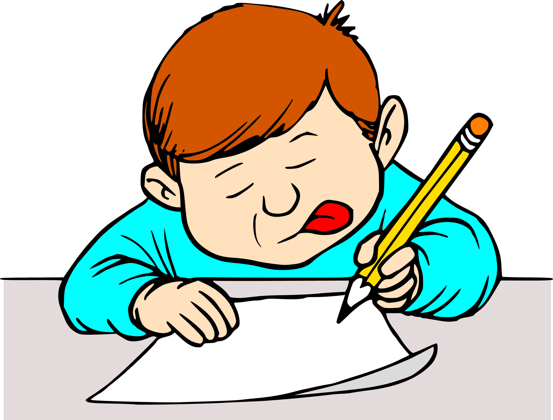 Focused Child Drawingwith Pencil PNG