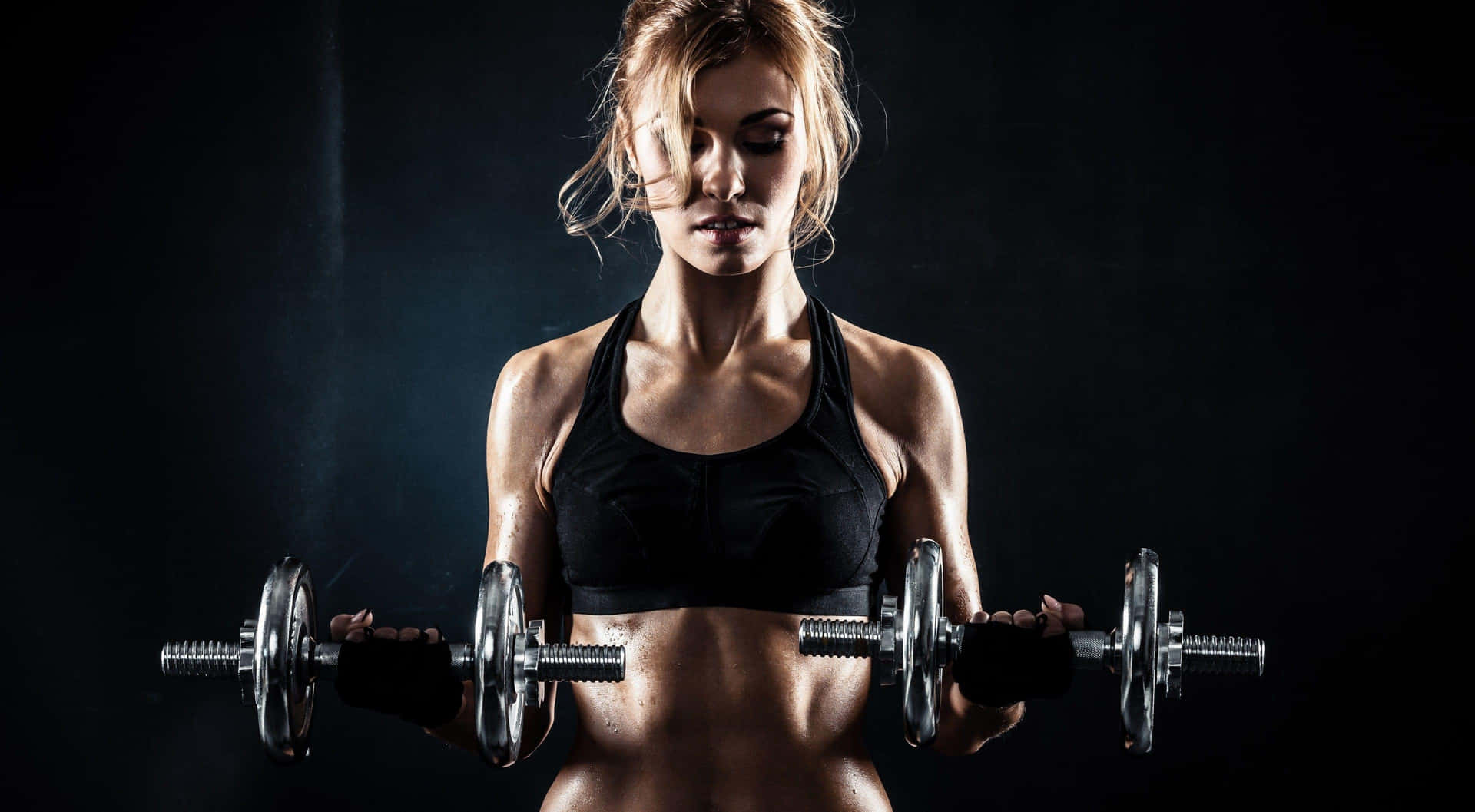 Gefocuste Fitness Sessie Dumbbell Workout Achtergrond