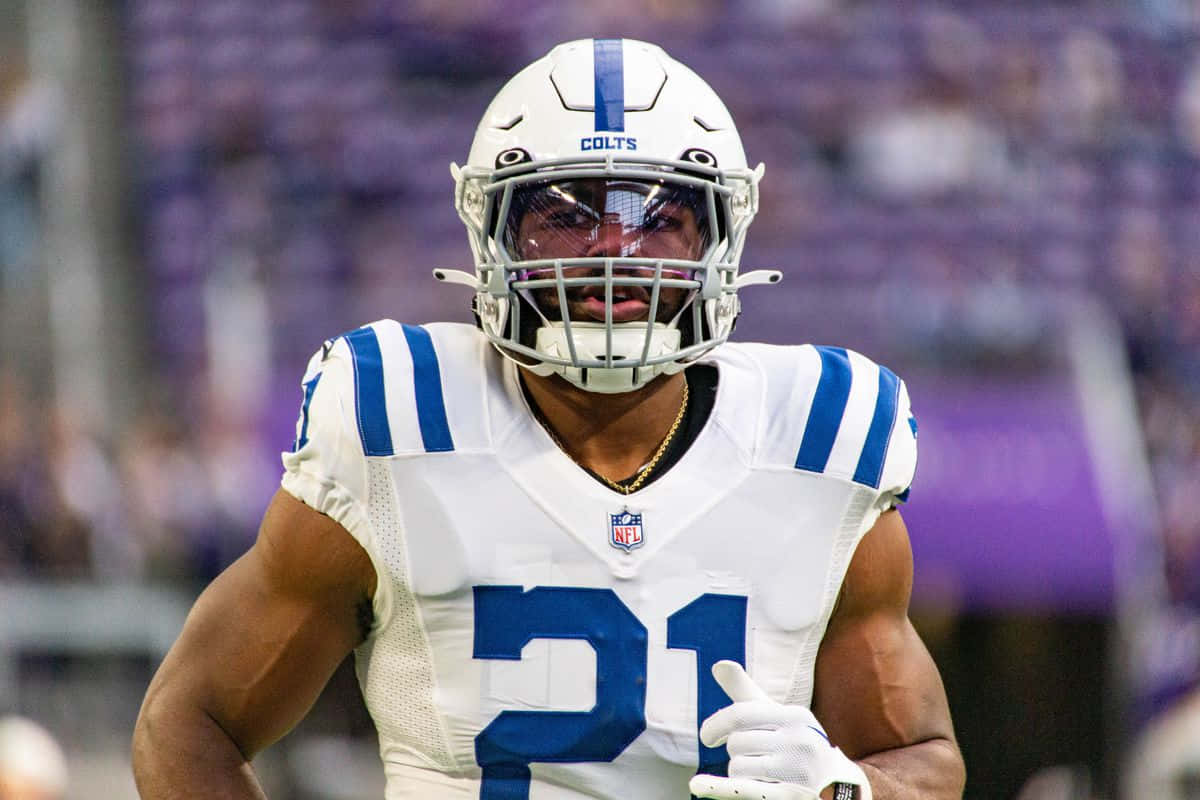 Focused Football Player Number21 Colts Wallpaper