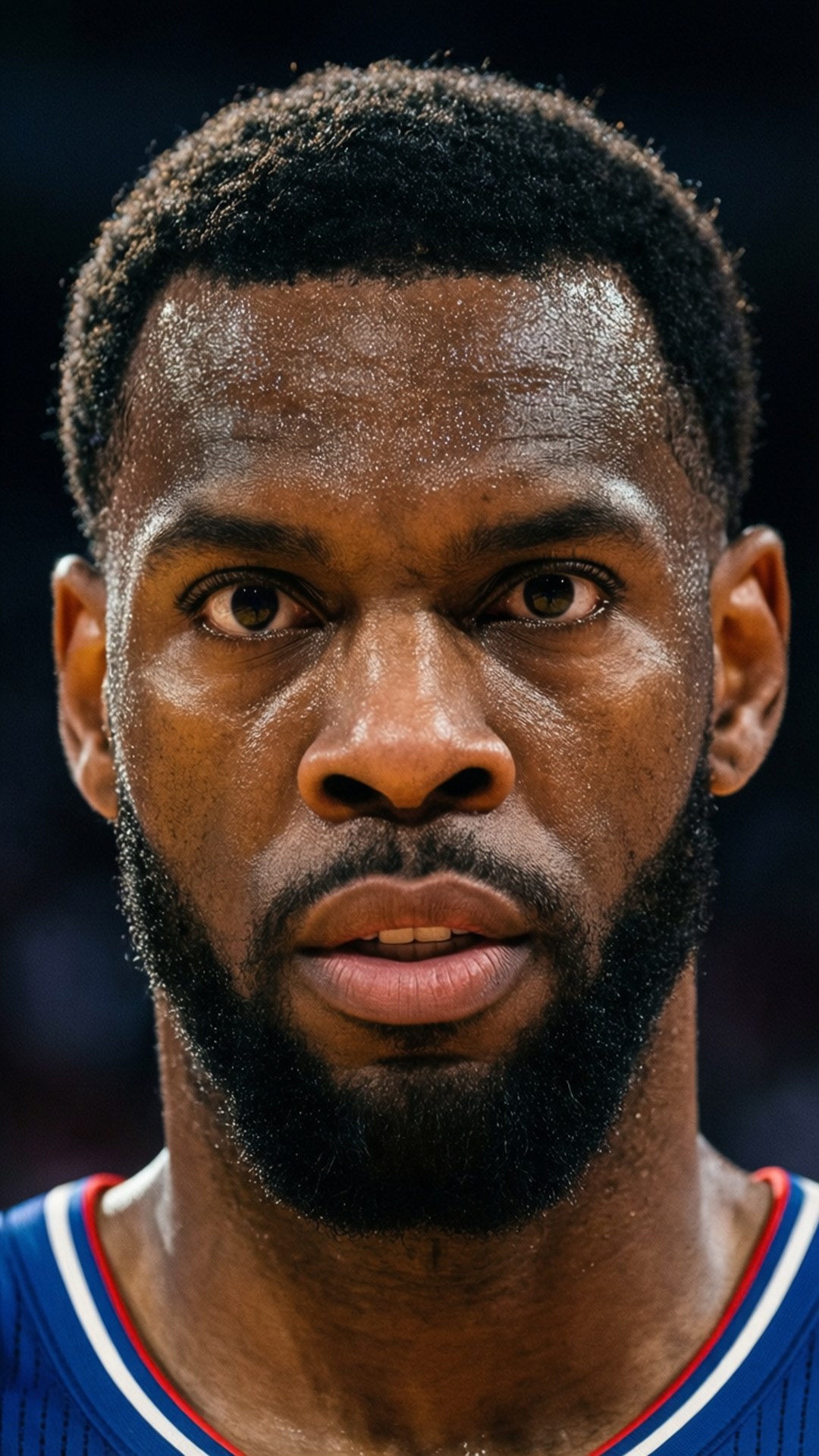 Close-up portrait of Norman Powell with intense focus, cinematic lighting.