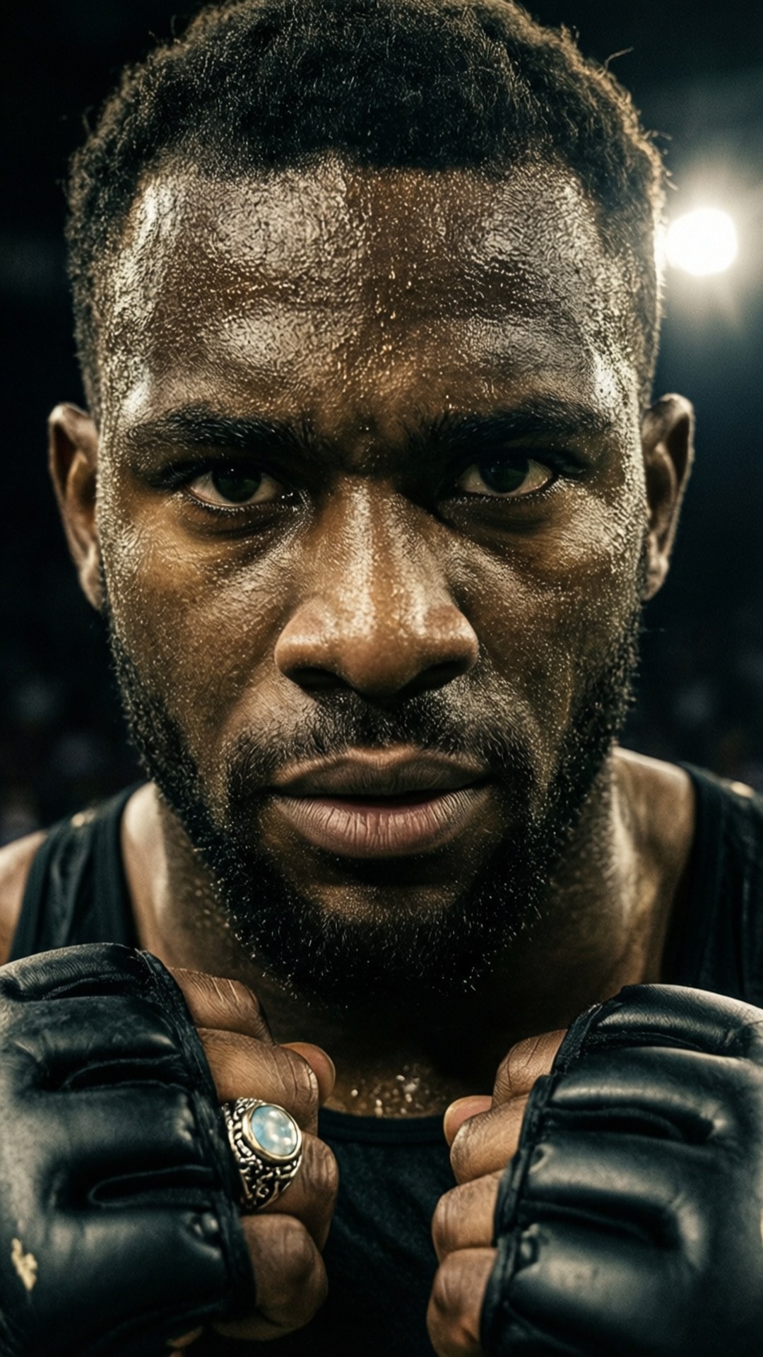 A gritty close-up portrait of Cedric Alexander showing his determination.