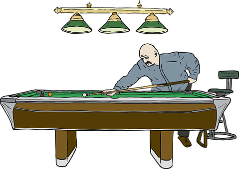 Focused Pool Player Illustration PNG
