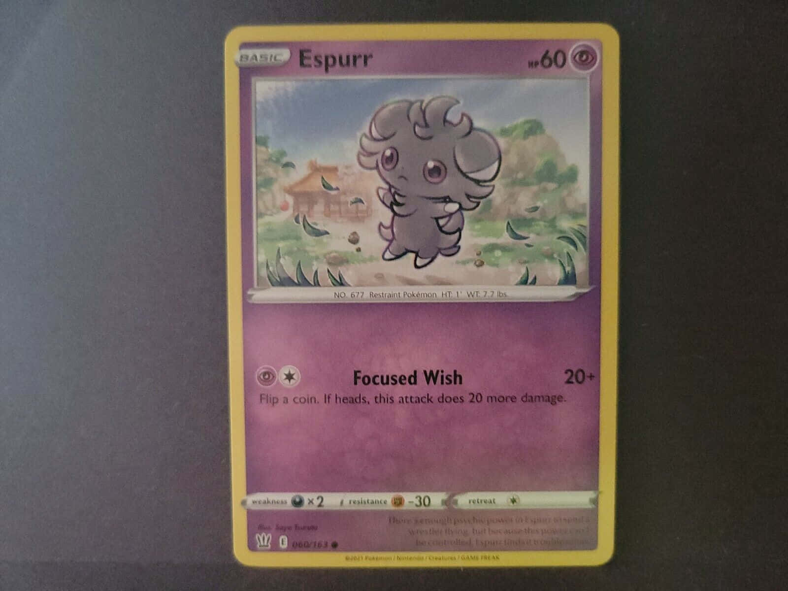 Focused Wish Pokémon Card Of Espurr Wallpaper