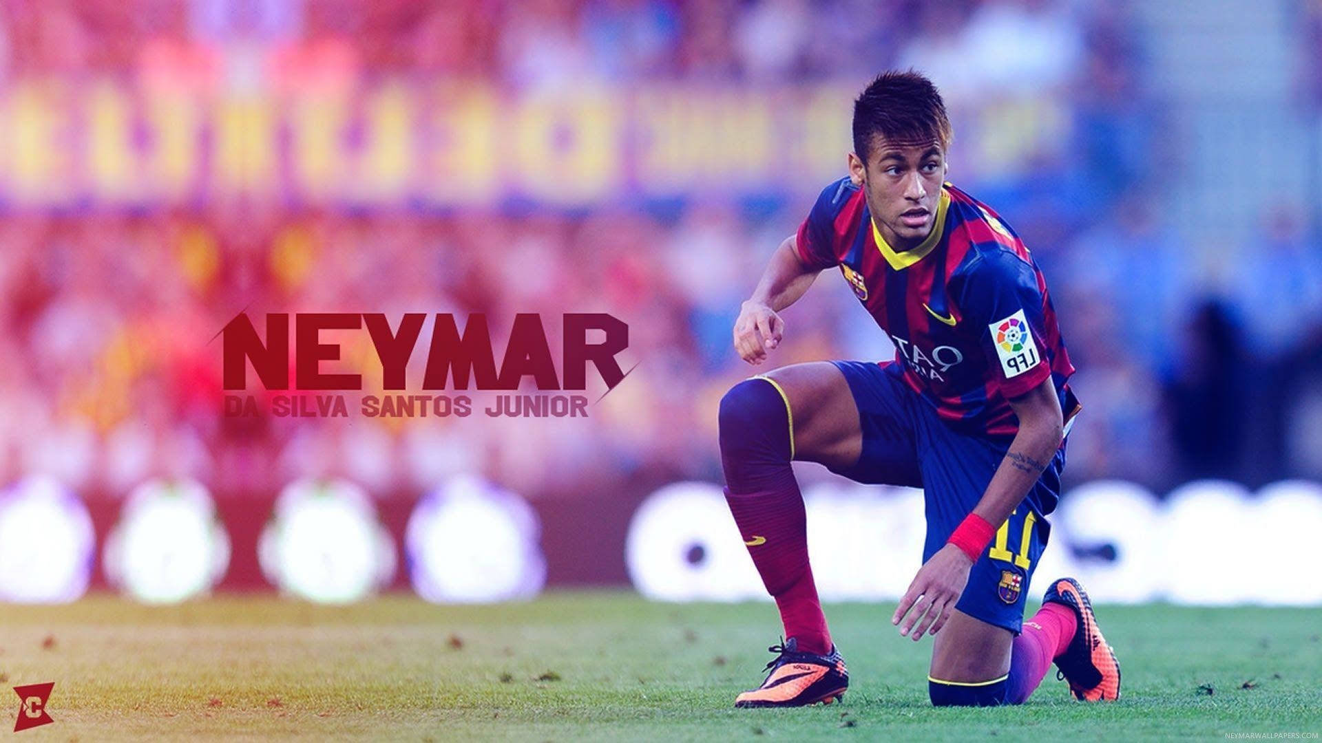 Fodboldspillere Hd Neymar Knælende Wallpaper