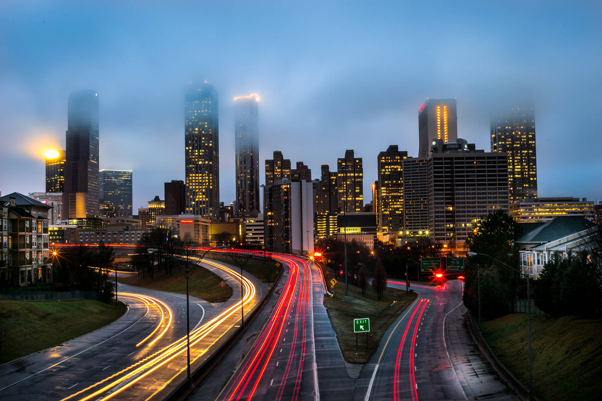 Foggy Atlanta Skyline Wallpaper