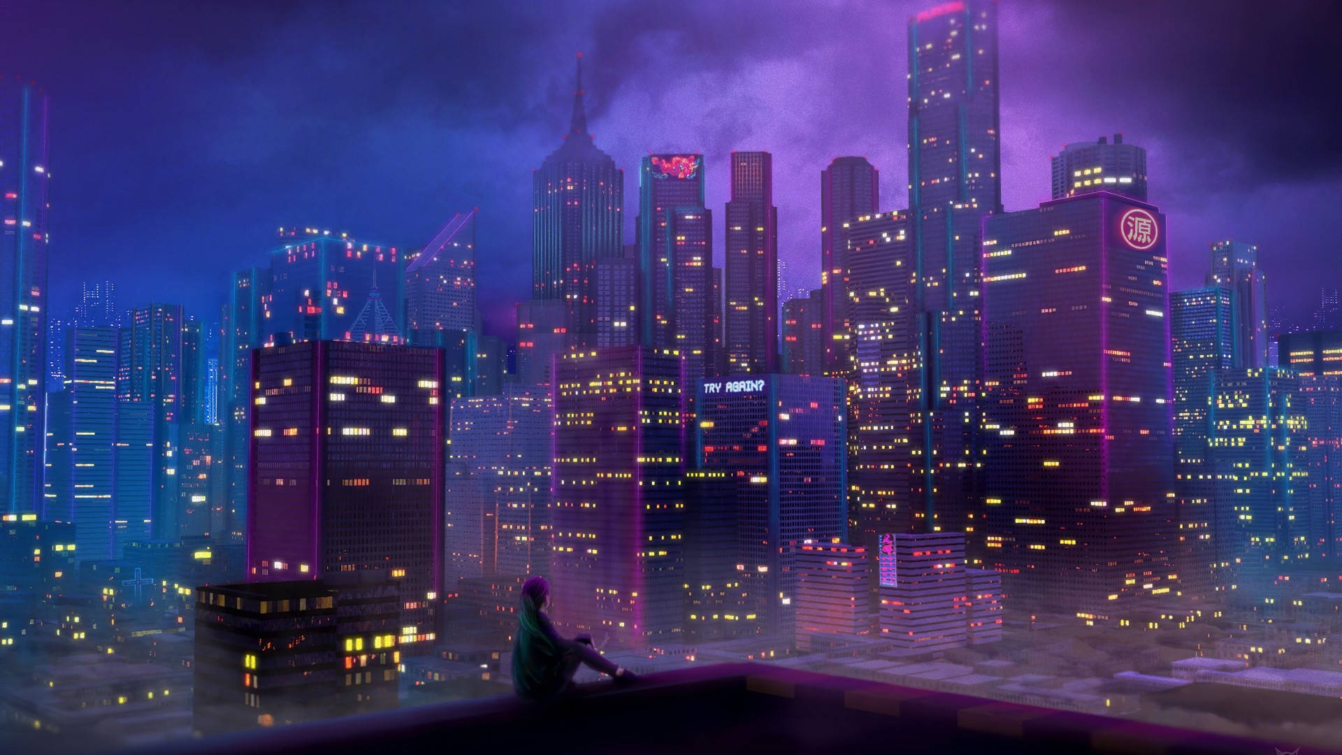 Foggy Night City Background Art Wallpaper