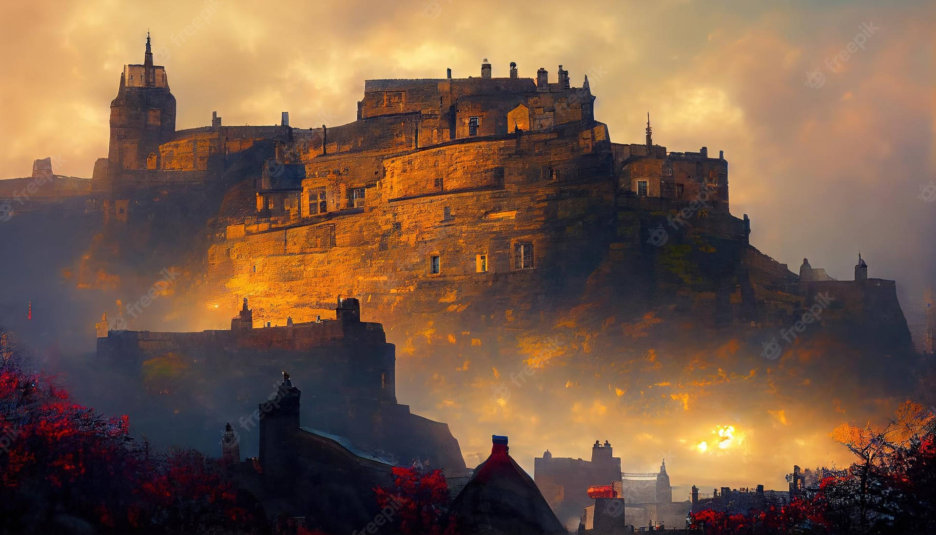 Foggy Scene At Edinburgh Castle Wallpaper