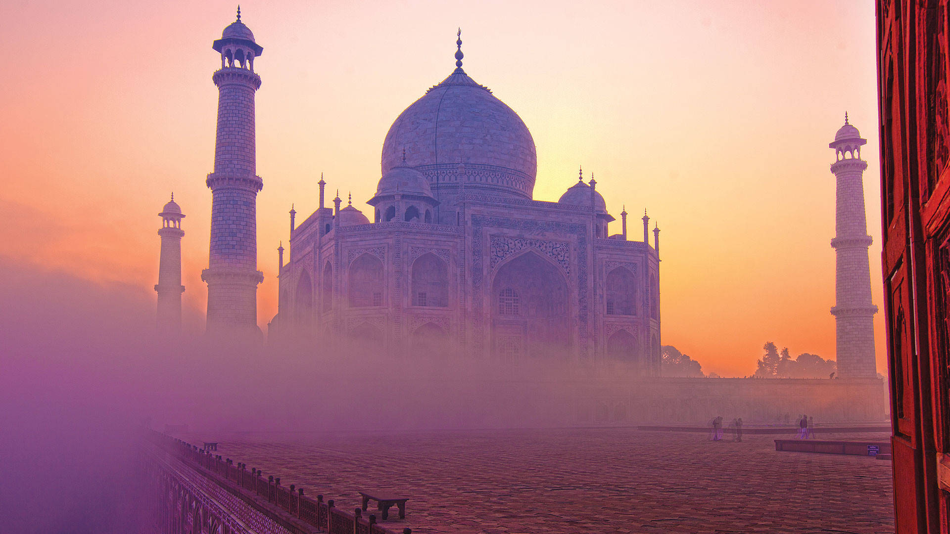 Il Nebbioso Taj Mahal India Sfondo