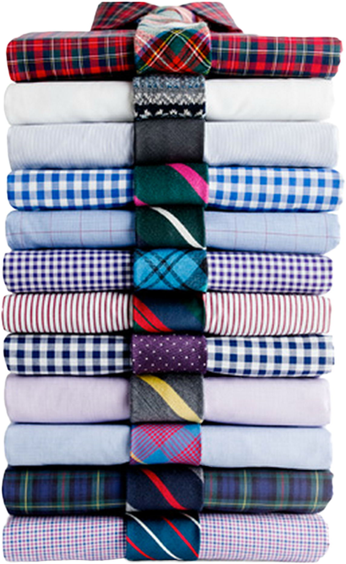 Folded Shirtsand Ties Stack PNG