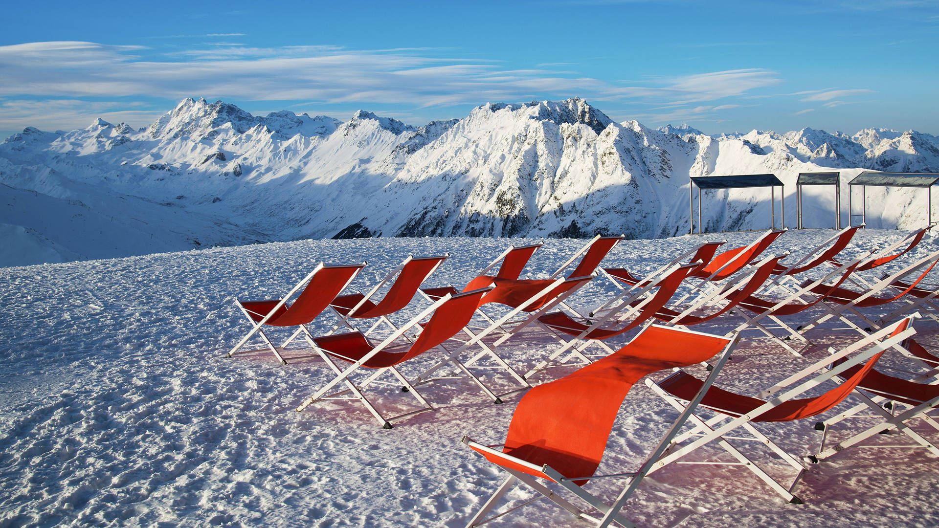 Folding Chairs Winter Landscape Wallpaper
