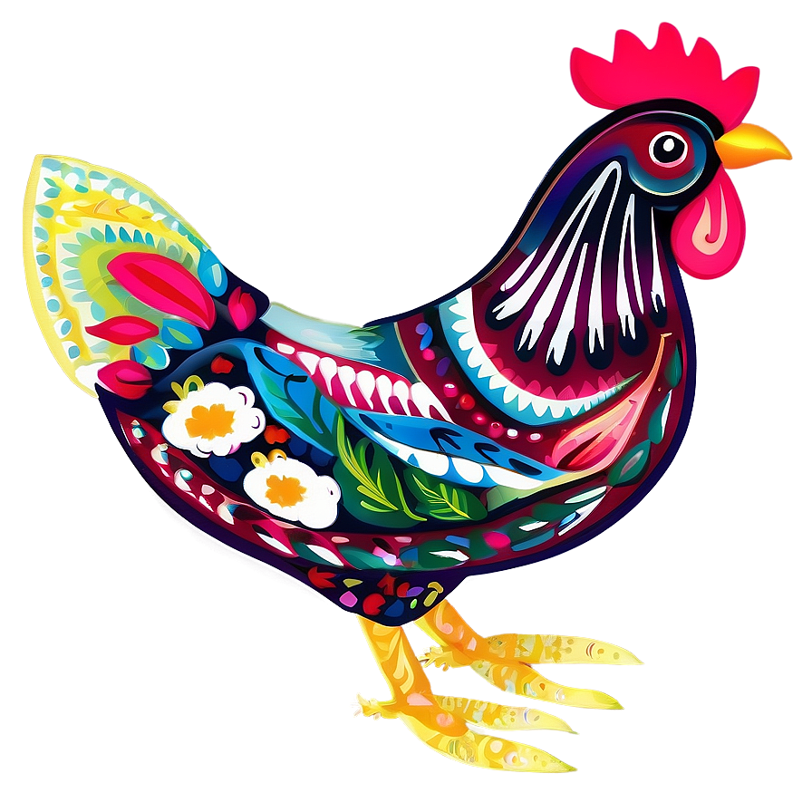 Folk Art Hen Motif Png 57 PNG