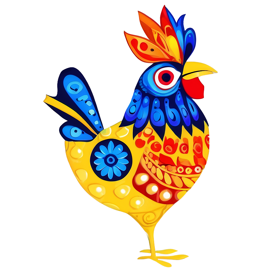 Folk Art Hen Motif Png Kib PNG